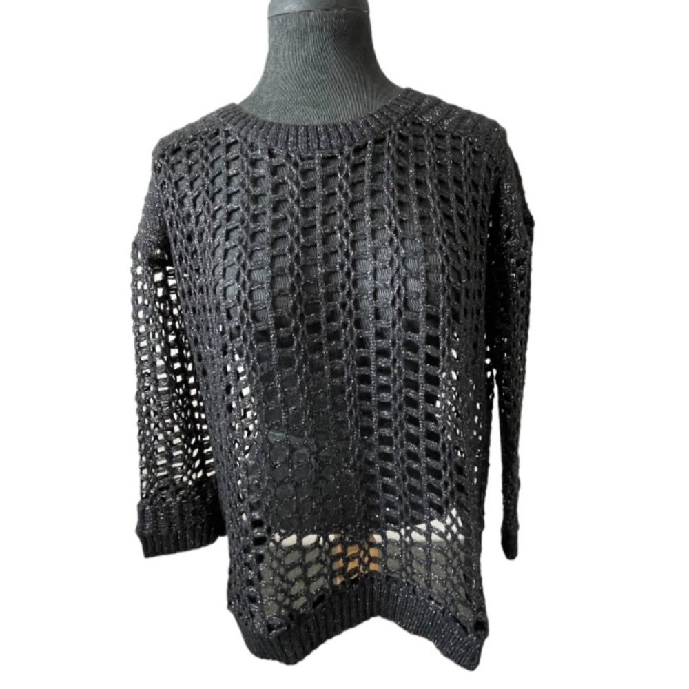 DKNY //Sparkly Black Sweater Crew Neck Overlay🖤✨ - Picture 10 of 10
